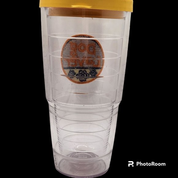 Tervis Tumbler 24oz Dog Lover Patch With Paw Prints Yellow Gold Lid Preowned - Picture 2 of 5